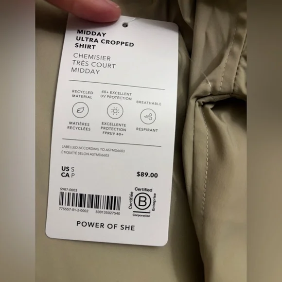 Athleta Midday Ultra Cropped Shirt Size S NWT - Picture 5 of 5